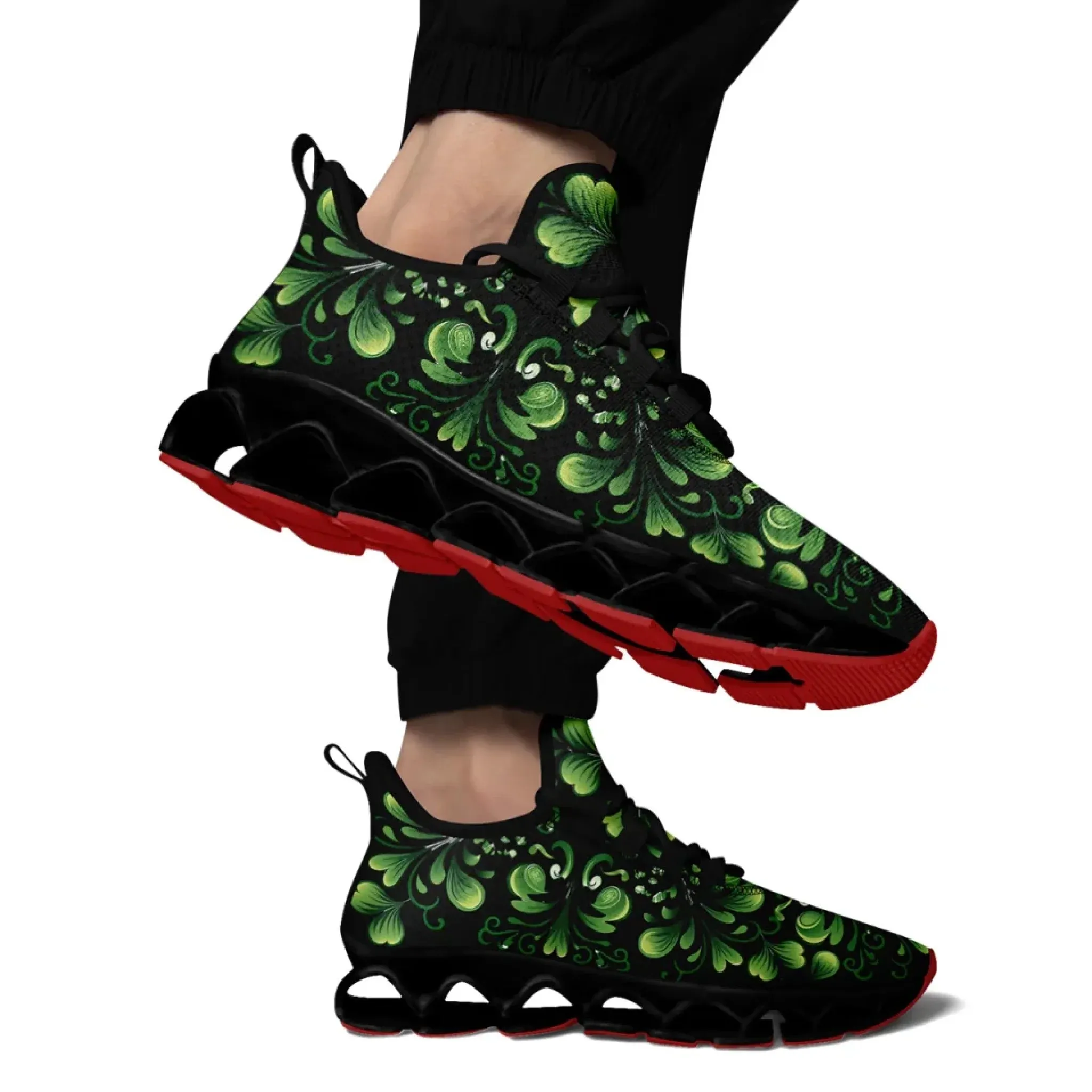 Personalized Breathable Green Sneakers, Custom Irish Pride Shoes, Walking, Jogging Shoes