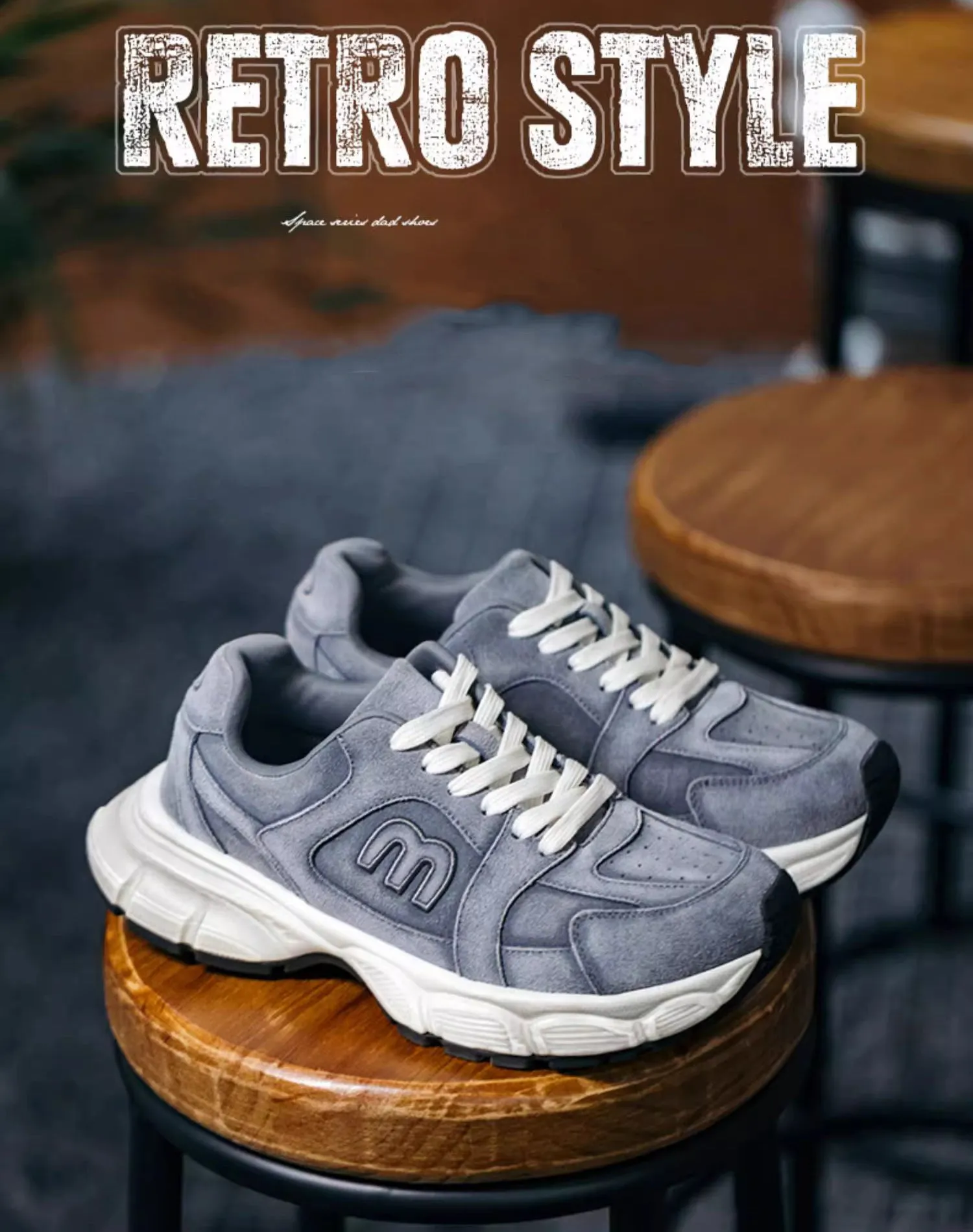 Reverse Planet  Retro Casual Thick Bottom Heightening Jogging Men's Sports Shoes