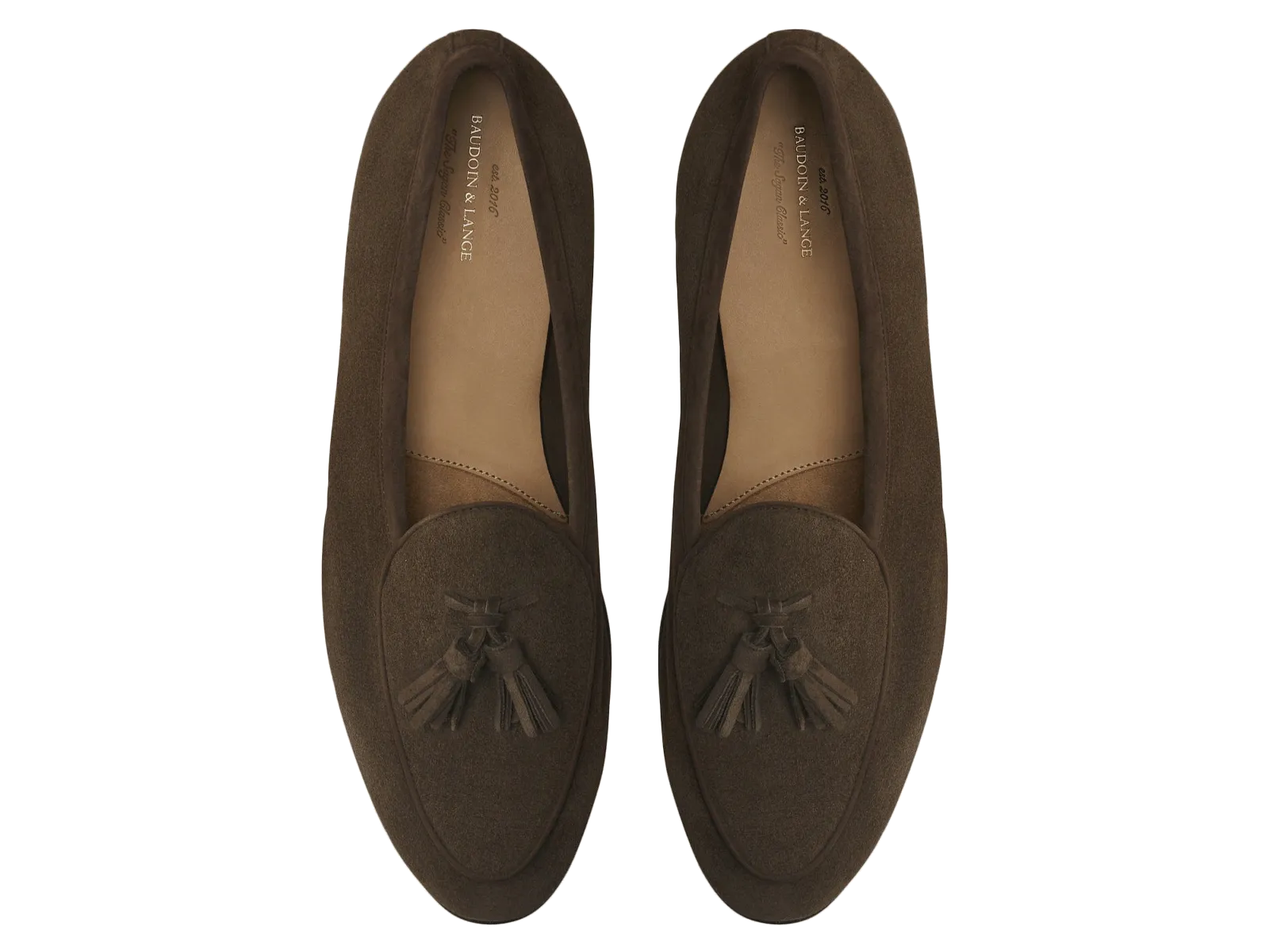 Sagan Classic Tassel Loafers in Olivine Green Asteria Suede with Leather Sole