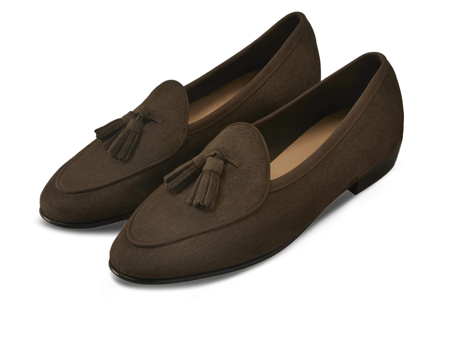 Sagan Classic Tassel Loafers in Olivine Green Asteria Suede with Leather Sole