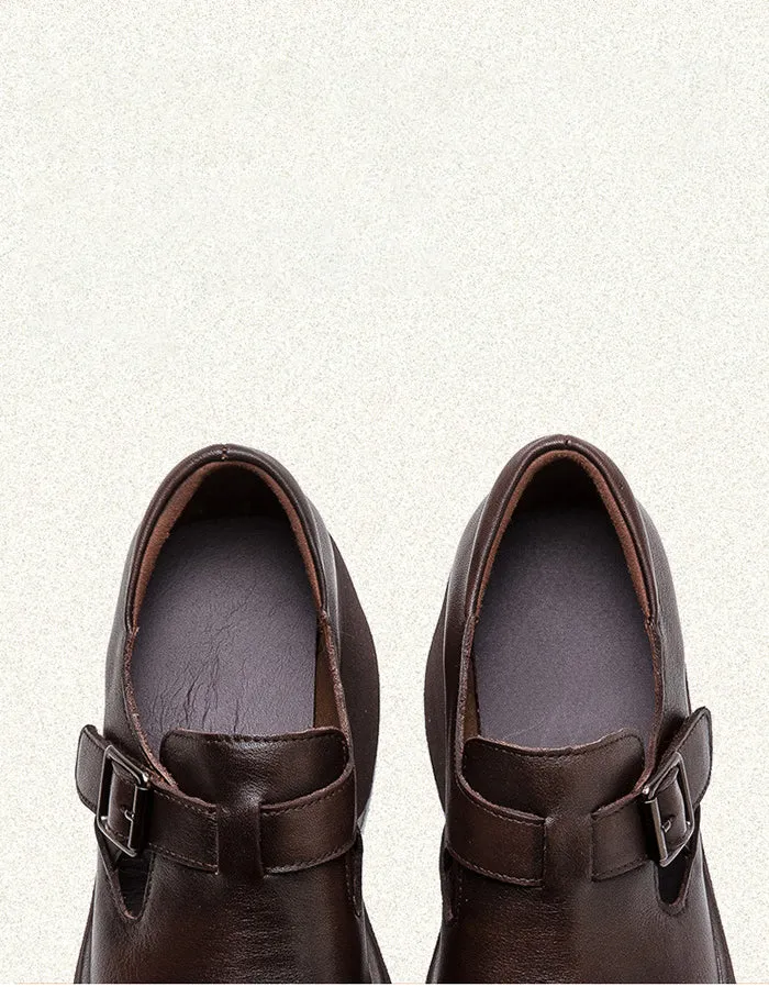 Spring Comfortable Wide Toe T-strap Platform Shoes