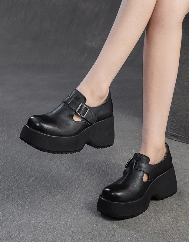 Spring Comfortable Wide Toe T-strap Platform Shoes