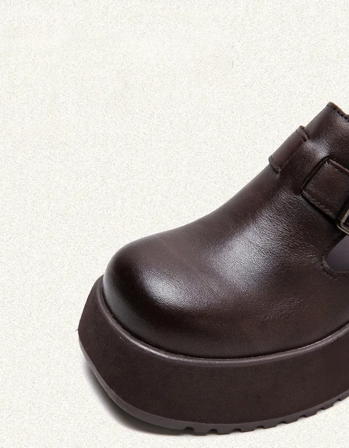 Spring Comfortable Wide Toe T-strap Platform Shoes