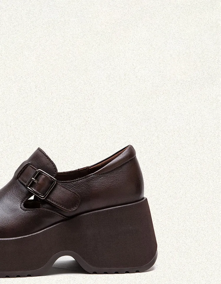 Spring Comfortable Wide Toe T-strap Platform Shoes