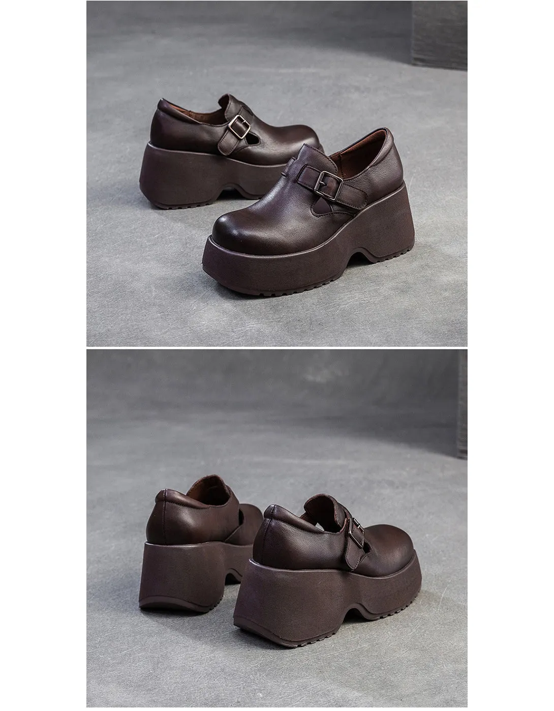 Spring Comfortable Wide Toe T-strap Platform Shoes