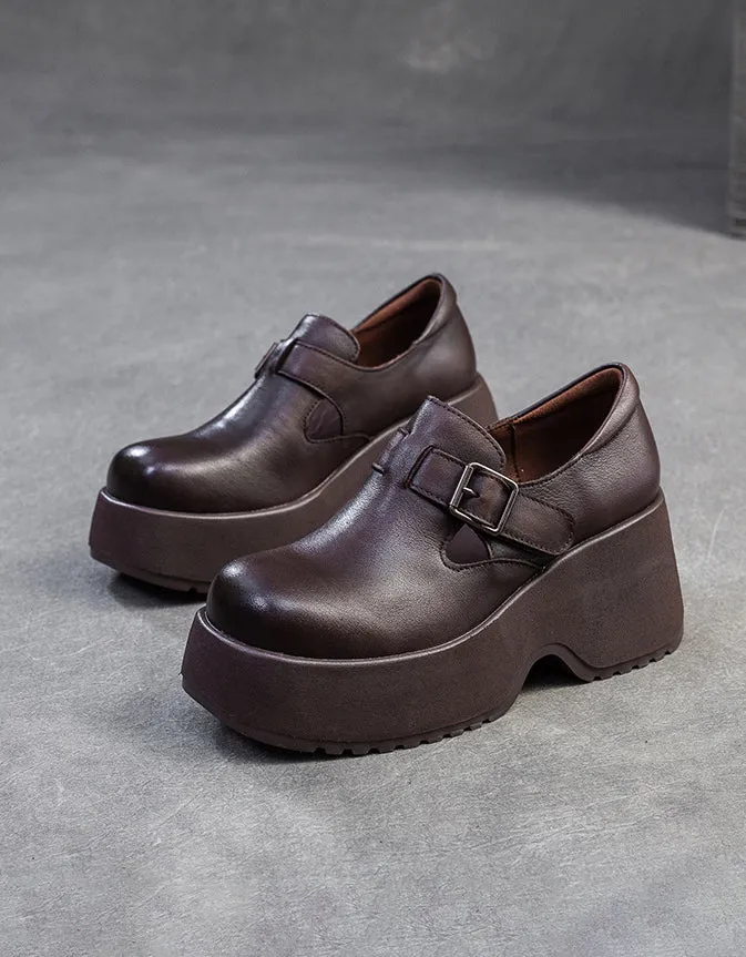 Spring Comfortable Wide Toe T-strap Platform Shoes