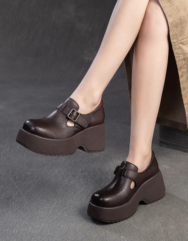 Spring Comfortable Wide Toe T-strap Platform Shoes