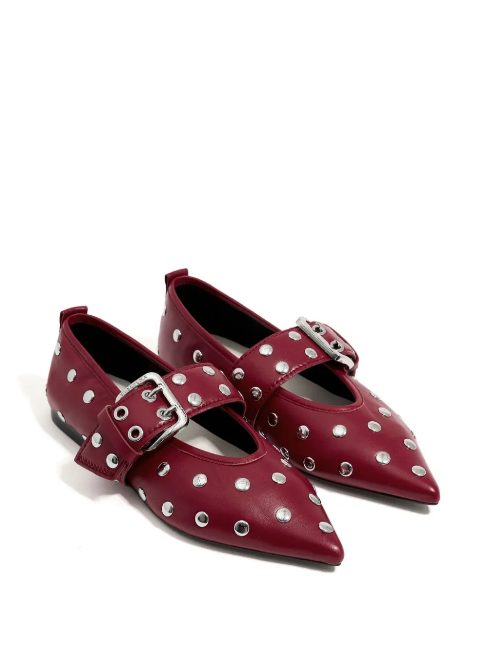stud-embellished leather ballerina shoes